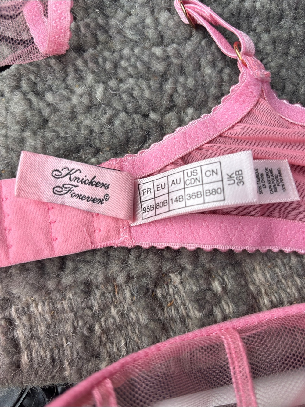 Sheer Pink Lace Bra & Panty Set with Decorative Bows - Picture 2 of 10
